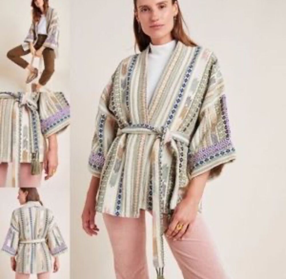 Anthropologie Andersen & Lauth Ivory Kimono Jacket One Size Women's